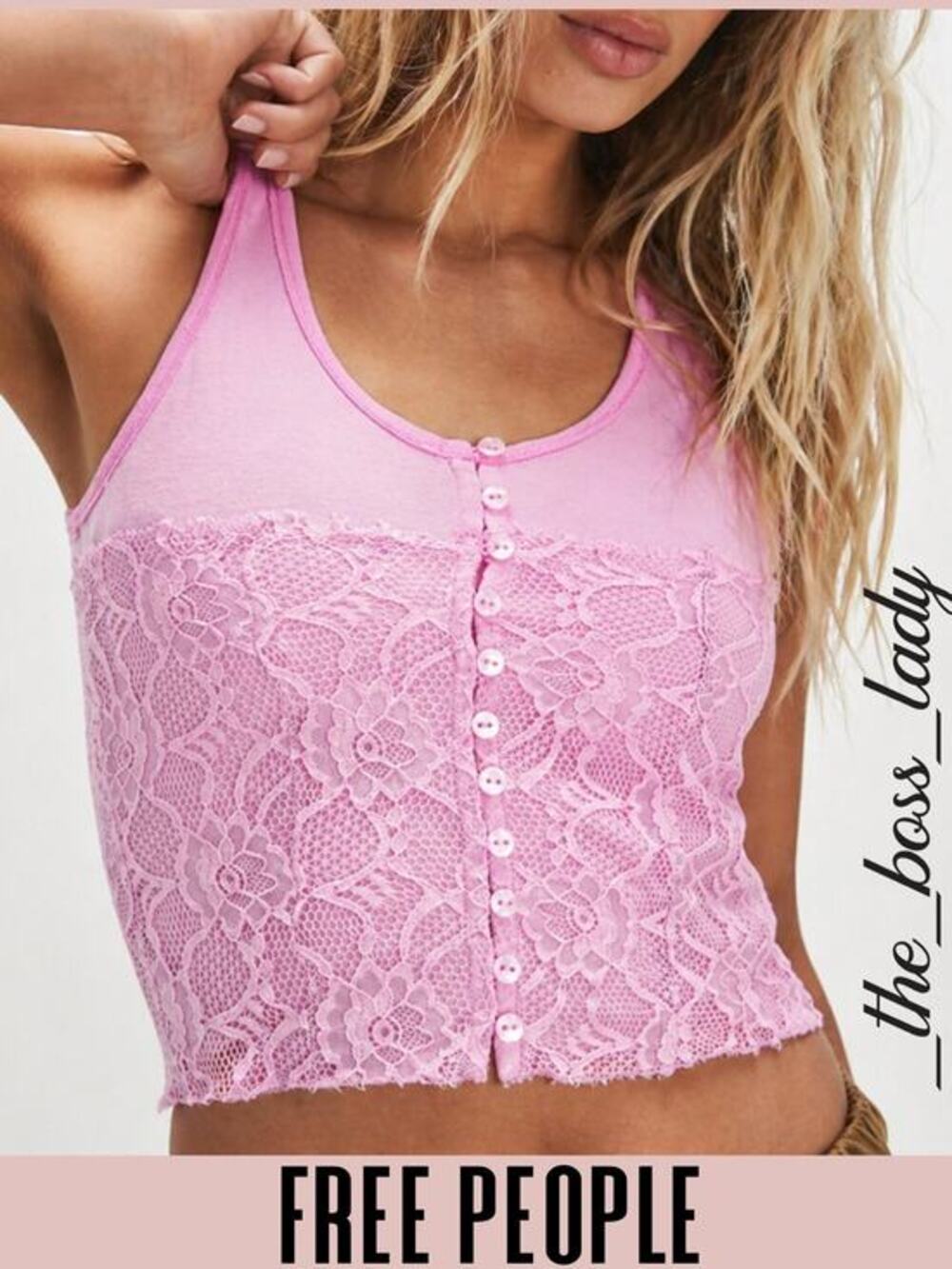 Free People corset tank cropped top floral lace stretchy Medium